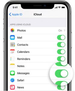 ذخیره پیام ها در icloud