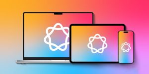 نمایش هوش مصنوعی در iOS با لوگوی Apple Intelligence بر روی صفحه نمایش آیفون